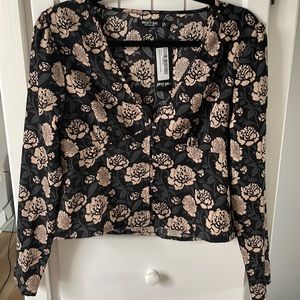 NastyGal Nothing Bud Flowers Floral Womens Button-Down Blouse